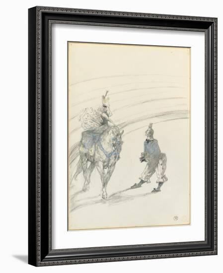 Au Cirque: Ecuyère De Panneau, 1899 (Pencil, Black Conté Crayon & Coloured Crayon on Paper)-Henri de Toulouse-Lautrec-Framed Giclee Print