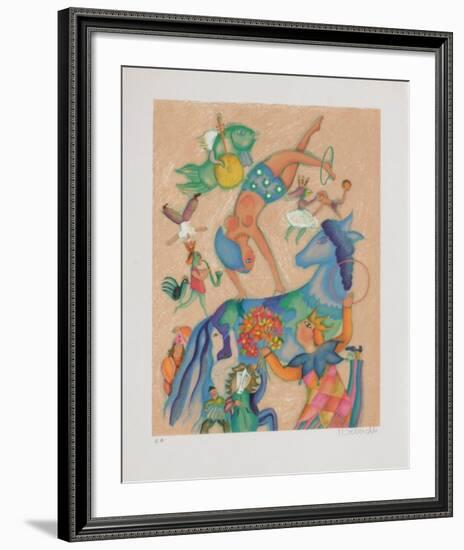 Au Cirque - la Voltige-Francoise Deberdt-Framed Premium Edition