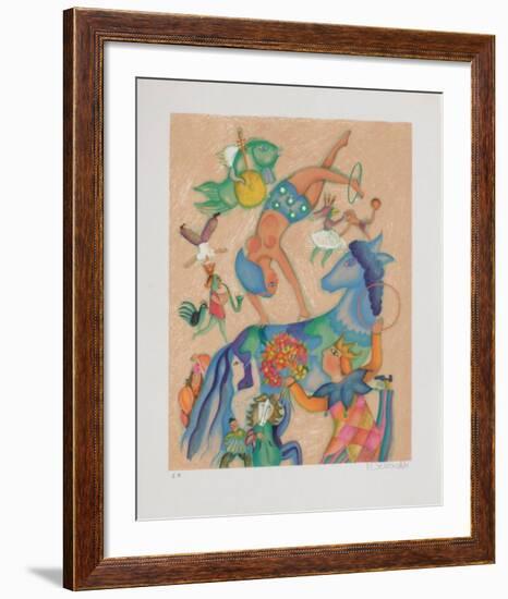 Au Cirque - la Voltige-Francoise Deberdt-Framed Premium Edition