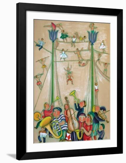 Au Cirque - les Trapezistes-Francoise Deberdt-Framed Premium Edition