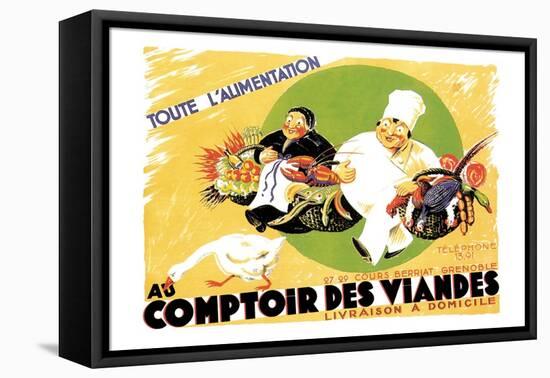 Au Comptoir des Viandes-null-Framed Stretched Canvas