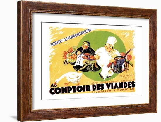 Au Comptoir des Viandes-null-Framed Art Print