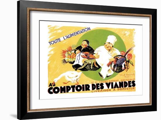 Au Comptoir des Viandes-null-Framed Art Print