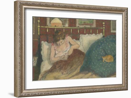 Au lit, dit aussi La femme au chat-Georges Lemmen-Framed Giclee Print