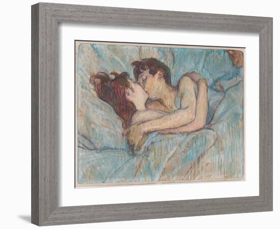 Au Lit: Le Baiser, 1892 (Peinture À L’Essence on Board)-Henri de Toulouse-Lautrec-Framed Giclee Print