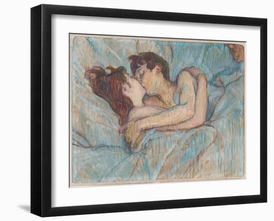 Au Lit: Le Baiser, 1892 (Peinture À L’Essence on Board)-Henri de Toulouse-Lautrec-Framed Giclee Print