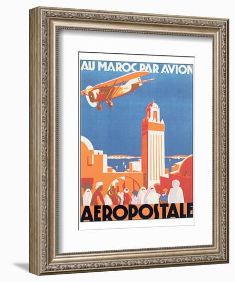 Au Maroc Par Avion, Aeropostale-null-Framed Art Print