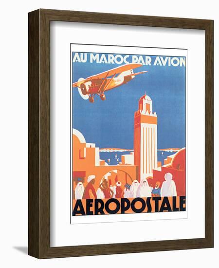 Au Maroc Par Avion, Aeropostale-null-Framed Art Print