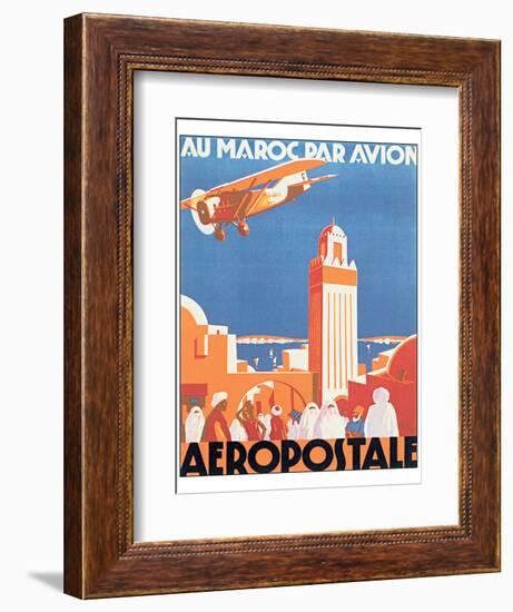 Au Maroc Par Avion, Aeropostale-null-Framed Art Print