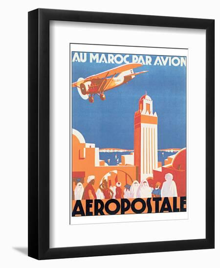 Au Maroc Par Avion, Aeropostale-null-Framed Art Print