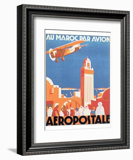 Au Maroc Par Avion, Aeropostale-null-Framed Art Print