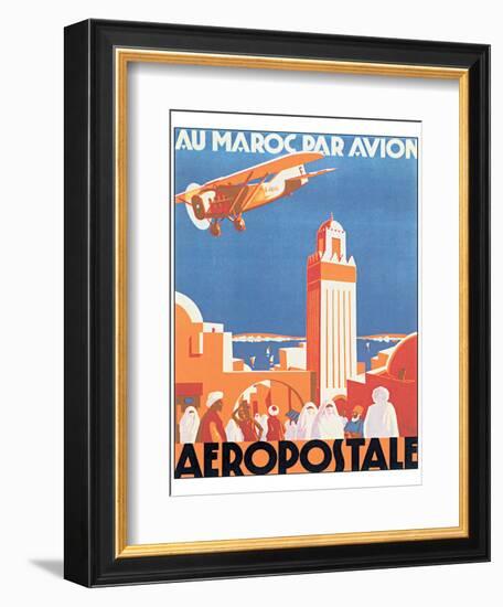 Au Maroc Par Avion, Aeropostale-null-Framed Art Print