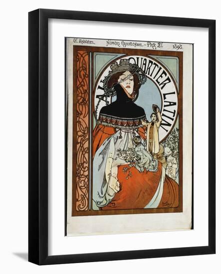 Au Quartier Latin, Printed by Paul Dupont, 1898-Alphonse Mucha-Framed Giclee Print