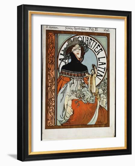 Au Quartier Latin, Printed by Paul Dupont, 1898-Alphonse Mucha-Framed Giclee Print