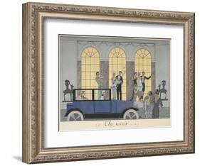 Au revoir People leaving in a car People in evening dress-Georges Barbier-Framed Giclee Print