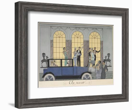 Au revoir People leaving in a car People in evening dress-Georges Barbier-Framed Giclee Print