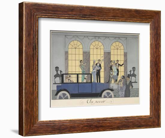 Au revoir People leaving in a car People in evening dress-Georges Barbier-Framed Giclee Print