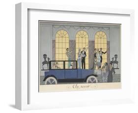 Au revoir People leaving in a car People in evening dress-Georges Barbier-Framed Giclee Print