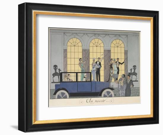 Au revoir People leaving in a car People in evening dress-Georges Barbier-Framed Giclee Print