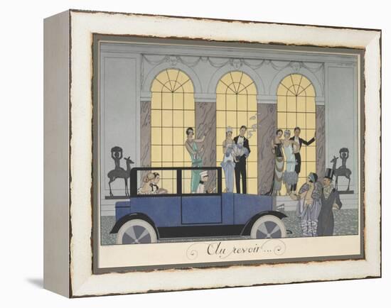 Au revoir People leaving in a car People in evening dress-Georges Barbier-Framed Premier Image Canvas