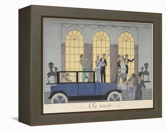 Au revoir People leaving in a car People in evening dress-Georges Barbier-Framed Premier Image Canvas