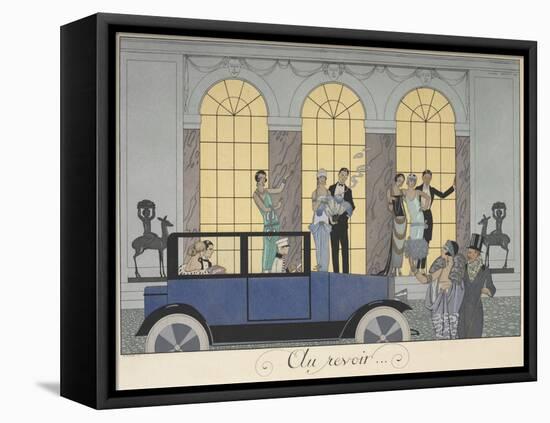 Au revoir People leaving in a car People in evening dress-Georges Barbier-Framed Premier Image Canvas