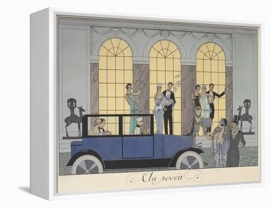 Au revoir People leaving in a car People in evening dress-Georges Barbier-Framed Premier Image Canvas