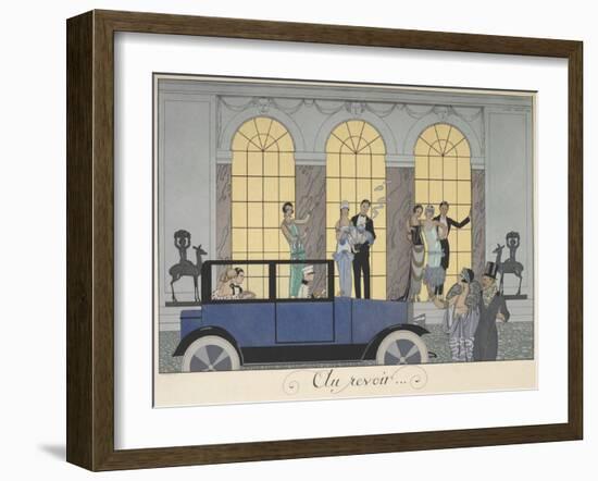 Au revoir People leaving in a car People in evening dress-Georges Barbier-Framed Giclee Print