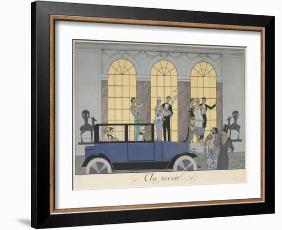 Au revoir People leaving in a car People in evening dress-Georges Barbier-Framed Giclee Print