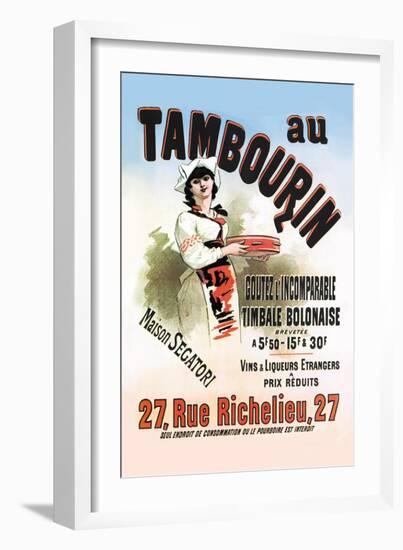 Au Tambourin-Jules Chéret-Framed Art Print