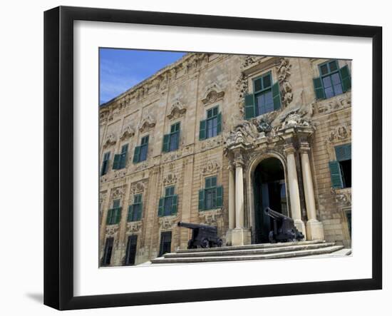 Auberge De Castille One of Valletta's Most Magnificent Buildings, Valletta, Malta, Mediterranean, E-Simon Montgomery-Framed Photographic Print
