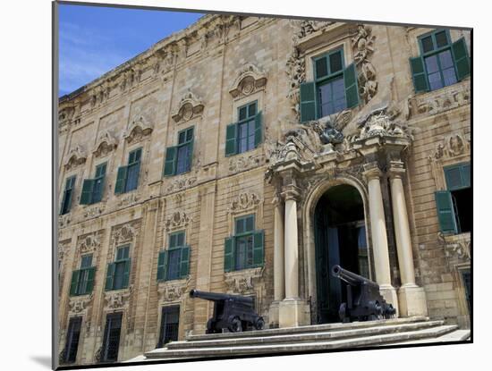 Auberge De Castille One of Valletta's Most Magnificent Buildings, Valletta, Malta, Mediterranean, E-Simon Montgomery-Mounted Photographic Print