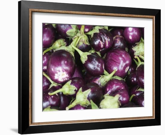Aubergines on a Market Stall-Amanda Hall-Framed Photographic Print