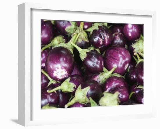 Aubergines on a Market Stall-Amanda Hall-Framed Photographic Print