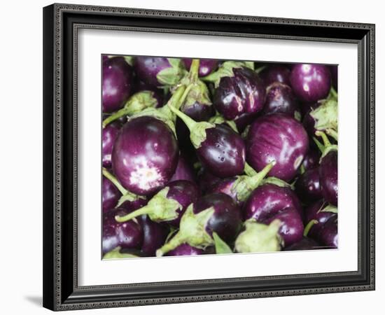 Aubergines on a Market Stall-Amanda Hall-Framed Photographic Print