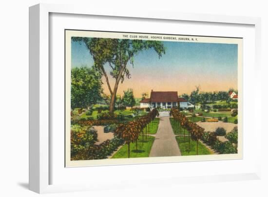 Auburn, New York - Exterior View of Hoopes Gardens Club House-Lantern Press-Framed Premium Giclee Print