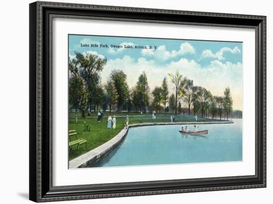 Auburn, New York - Owasco Lake, View of Lakeside Park-Lantern Press-Framed Art Print