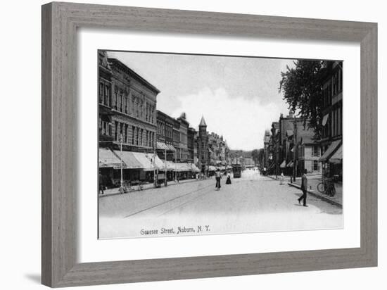 Auburn, New York - View Down Genesee Street-Lantern Press-Framed Art Print