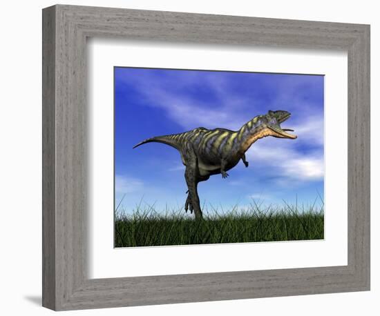 Aucasaurus Dinosaur Running in the Grass-null-Framed Premium Giclee Print