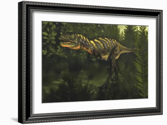 Aucasaurus Dinosaur Walking Amongst Lush Foliage-Stocktrek Images-Framed Art Print