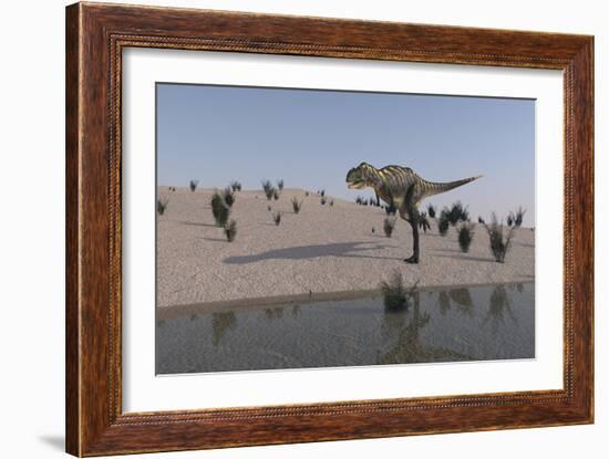 Aucasaurus Running Along the Shore-null-Framed Art Print