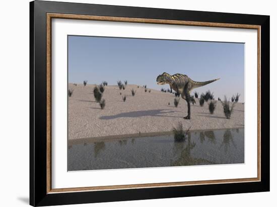 Aucasaurus Running Along the Shore-null-Framed Art Print