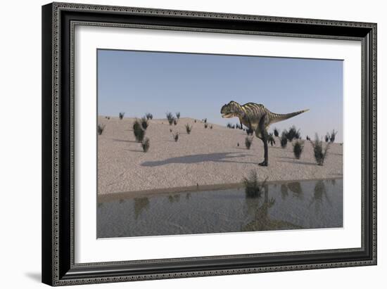 Aucasaurus Running Along the Shore-null-Framed Art Print