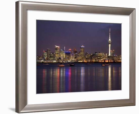 Auckland Cbd, Skytower and Waitemata Harbor, North Island, New Zealand-David Wall-Framed Photographic Print