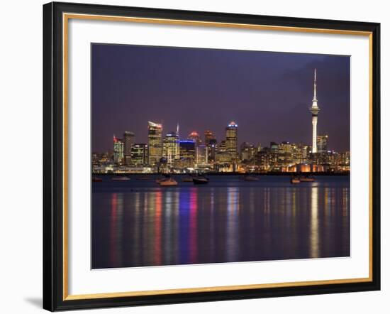 Auckland Cbd, Skytower and Waitemata Harbor, North Island, New Zealand-David Wall-Framed Photographic Print