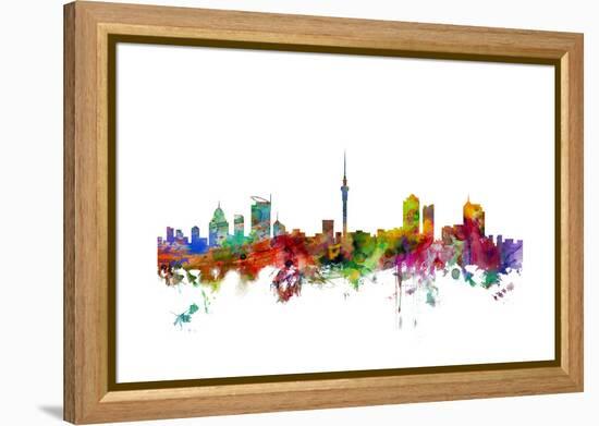 Auckland New Zealand Skyline-Michael Tompsett-Framed Stretched Canvas