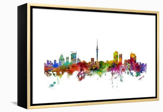 Auckland New Zealand Skyline-Michael Tompsett-Framed Stretched Canvas