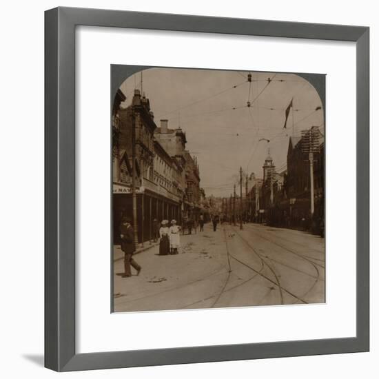 'Auckland's chief business thoroughfare, Queen St., looking S., New Zealand', c1900-Unknown-Framed Photographic Print