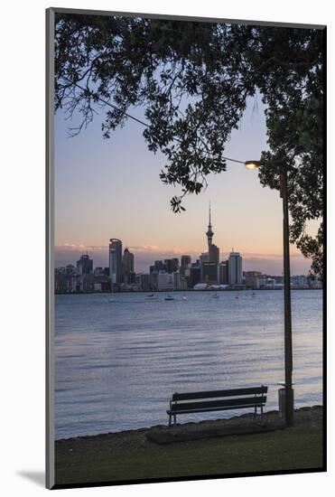 Auckland Skyline at Night Seen from Bayswater, Auckland, North Island, New Zealand, Pacific-Matthew Williams-Ellis-Mounted Photographic Print