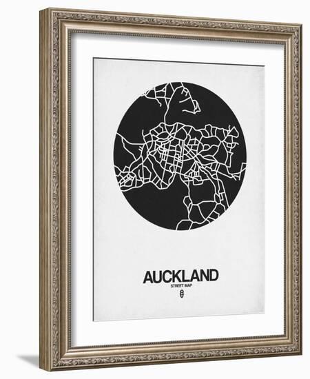 Auckland Street Map Black on White-NaxArt-Framed Art Print